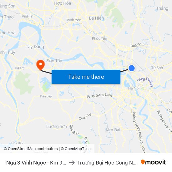 Ngã 3 Vĩnh Ngọc - Km 9+230 Quốc Lộ 3 to Trường Đại Học Công Nghiệp Việt - Hung map