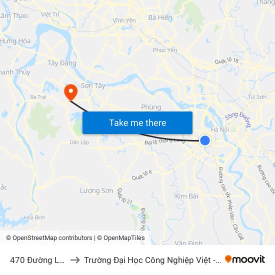 470 Đường Láng to Trường Đại Học Công Nghiệp Việt - Hung map
