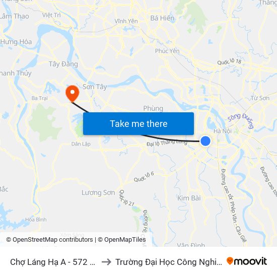 Chợ Láng Hạ A - 572 Đường Láng to Trường Đại Học Công Nghiệp Việt - Hung map