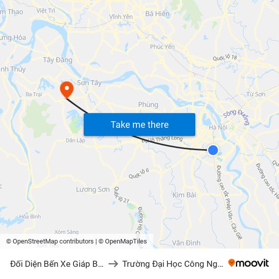 Đối Diện Bến Xe Giáp Bát - Giải Phóng to Trường Đại Học Công Nghiệp Việt - Hung map