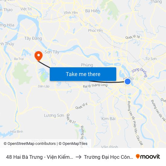 48 Hai Bà Trưng - Viện Kiểm Nghiệm Thuốc Trung Ương to Trường Đại Học Công Nghiệp Việt - Hung map