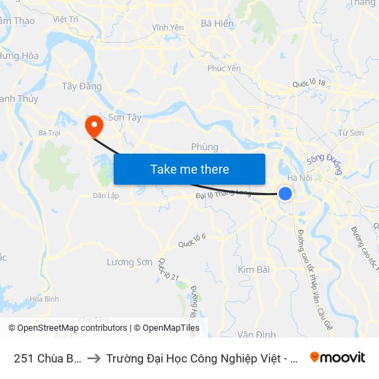 251 Chùa Bộc to Trường Đại Học Công Nghiệp Việt - Hung map
