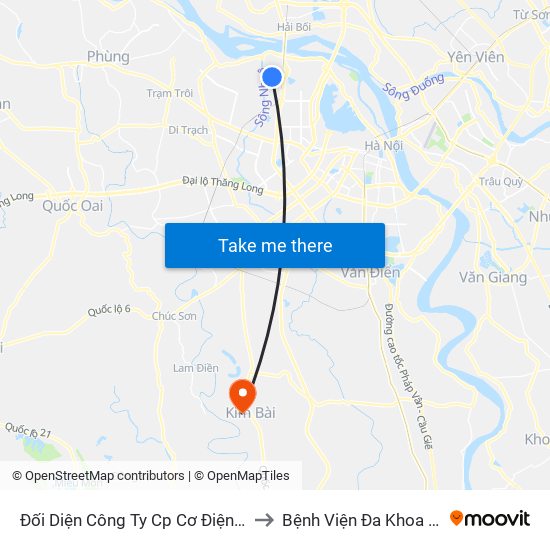 Đối Diện Công Ty Cp Cơ Điện Hn- Đường Đức Thắng to Bệnh Viện Đa Khoa Huyện Thanh Oai map