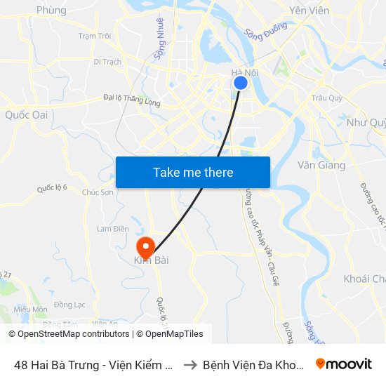 48 Hai Bà Trưng - Viện Kiểm Nghiệm Thuốc Trung Ương to Bệnh Viện Đa Khoa Huyện Thanh Oai map