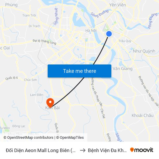 Đối Diện Aeon Mall Long Biên (Cột Điện T4a/2a-B Đường Cổ Linh) to Bệnh Viện Đa Khoa Huyện Thanh Oai map