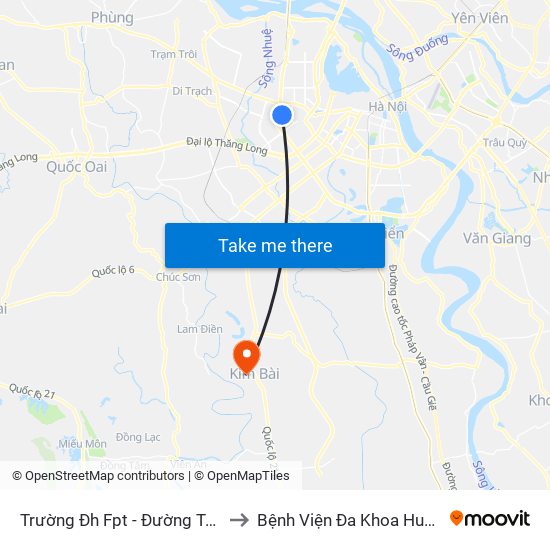 Trường Đh Fpt - Đường Tôn Thất Thuyết to Bệnh Viện Đa Khoa Huyện Thanh Oai map