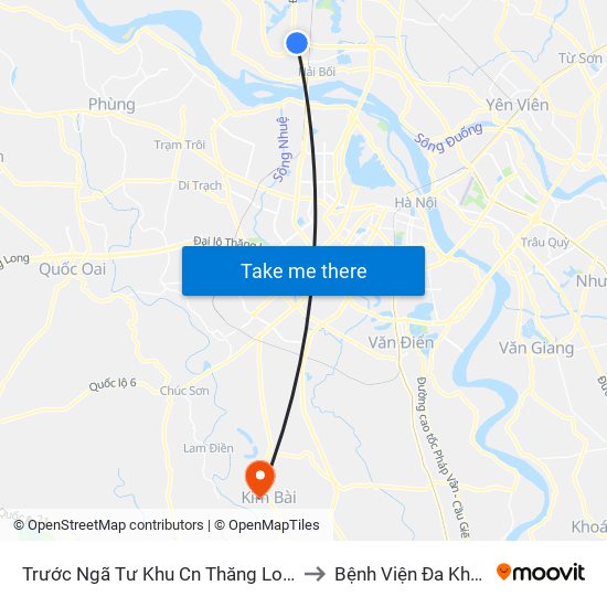 Trước Ngã Tư Khu Cn Thăng Long 100m (Chiều Nội Bài - Hà Nội) to Bệnh Viện Đa Khoa Huyện Thanh Oai map