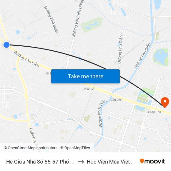 Hè Giữa Nhà Số 55-57 Phố Nhổn to Học Viện Múa Việt Nam map