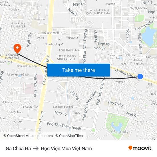 Ga Chùa Hà to Học Viện Múa Việt Nam map