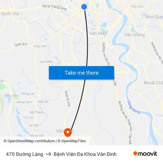 470 Đường Láng to Bệnh Viện Đa Khoa Vân Đình map