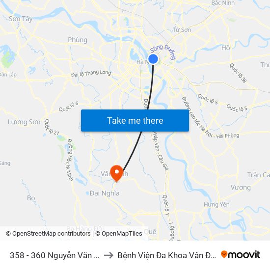 358 - 360 Nguyễn Văn Cừ to Bệnh Viện Đa Khoa Vân Đình map