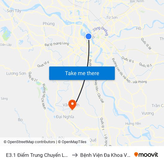 E3.1 Điểm Trung Chuyển Long Biên to Bệnh Viện Đa Khoa Vân Đình map