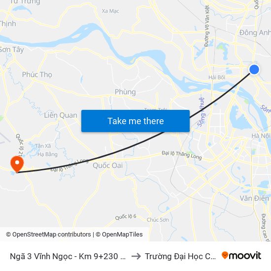 Ngã 3 Vĩnh Ngọc - Km 9+230 Quốc Lộ 3 to Trường Đại Học Chính Trị map