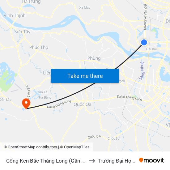 Cổng Kcn Bắc Thăng Long (Gần Cầu Vượt Bộ Hành) to Trường Đại Học Chính Trị map