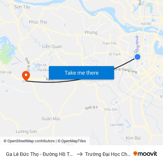 Ga Lê Đức Thọ - Đường Hồ Tùng Mậu to Trường Đại Học Chính Trị map