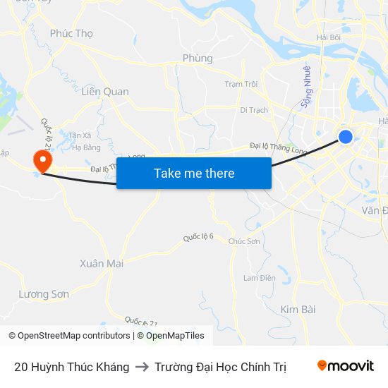 20 Huỳnh Thúc Kháng to Trường Đại Học Chính Trị map
