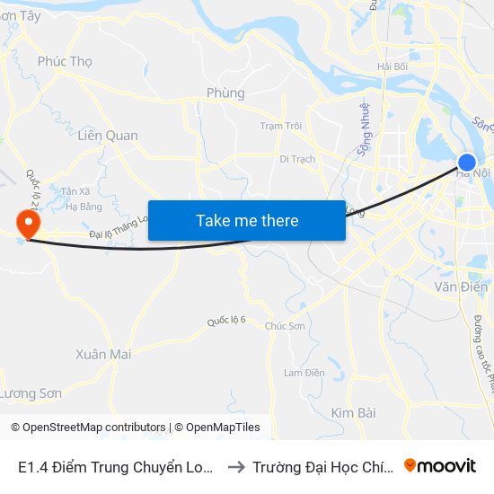 E1.4 Điểm Trung Chuyển Long Biên to Trường Đại Học Chính Trị map