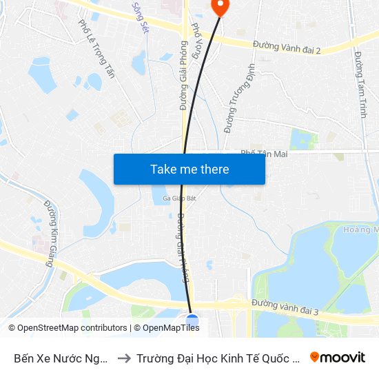 Bến Xe Nước Ngầm to Trường Đại Học Kinh Tế Quốc Dân map