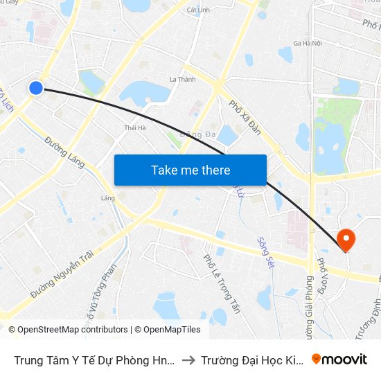 Trung Tâm Y Tế Dự Phòng Hn - 70 Nguyễn Chí Thanh to Trường Đại Học Kinh Tế Quốc Dân map