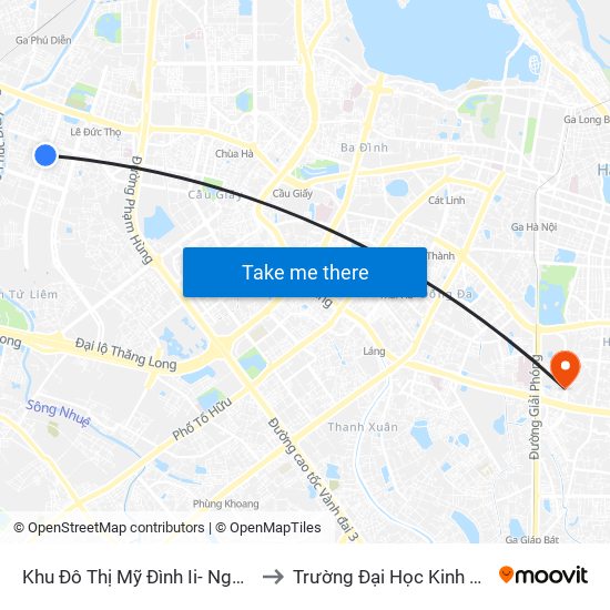 Khu Đô Thị Mỹ Đình Ii- Nguyễn Cơ Thạch to Trường Đại Học Kinh Tế Quốc Dân map