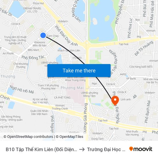 B10 Tập Thể Kim Liên (Đối Diện Ngõ 46b Phạm Ngọc Thạch) to Trường Đại Học Kinh Tế Quốc Dân map