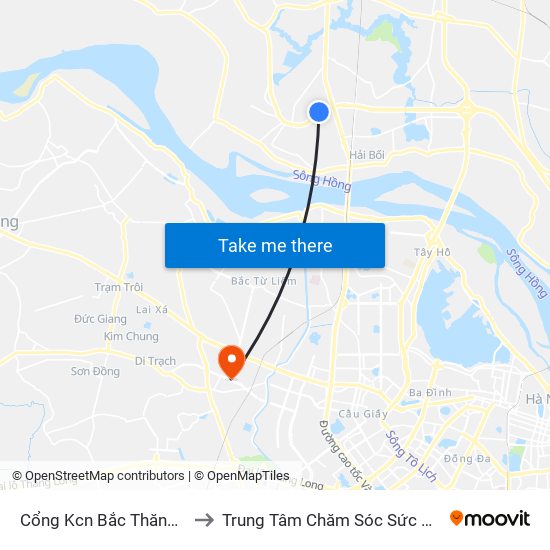 Cổng Kcn Bắc Thăng Long (Gần Cầu Vượt Bộ Hành) to Trung Tâm Chăm Sóc Sức Khoẻ Người Cao Tuổi Hoa Sen Lotus Care map