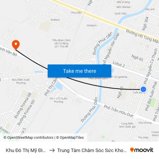 Khu Đô Thị Mỹ Đình Ii- Nguyễn Cơ Thạch to Trung Tâm Chăm Sóc Sức Khoẻ Người Cao Tuổi Hoa Sen Lotus Care map