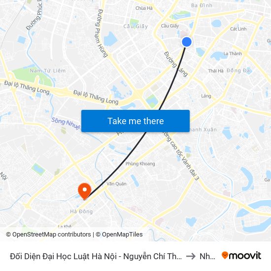 Đối Diện Đại Học Luật Hà Nội - Nguyễn Chí Thanh to Nhà I map