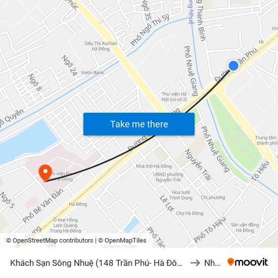 Khách Sạn Sông Nhuệ (148 Trần Phú- Hà Đông) to Nhà I map