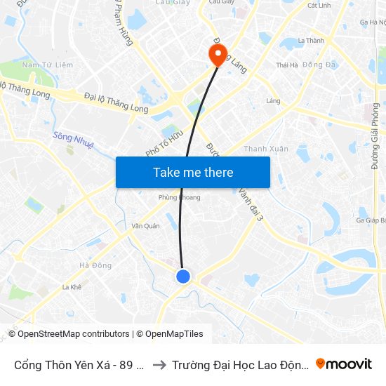 Cổng Thôn Yên Xá - 89 Cầu Bươu to Trường Đại Học Lao Động - Xã Hội map