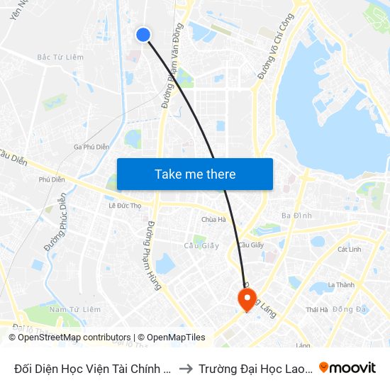 Đối Diện Học Viện Tài Chính - Đường Đức Thắng to Trường Đại Học Lao Động - Xã Hội map