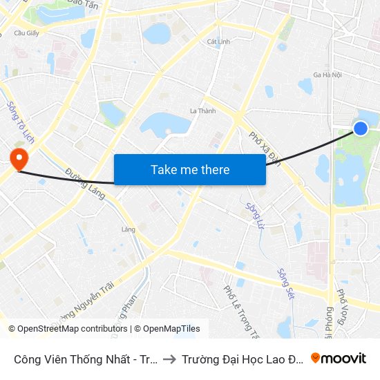 Công Viên Thống Nhất - Trần Nhân Tông to Trường Đại Học Lao Động - Xã Hội map