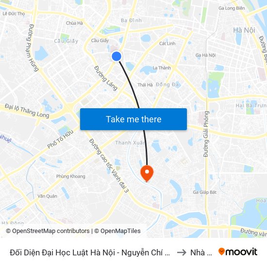 Đối Diện Đại Học Luật Hà Nội - Nguyễn Chí Thanh to Nhà S1 map