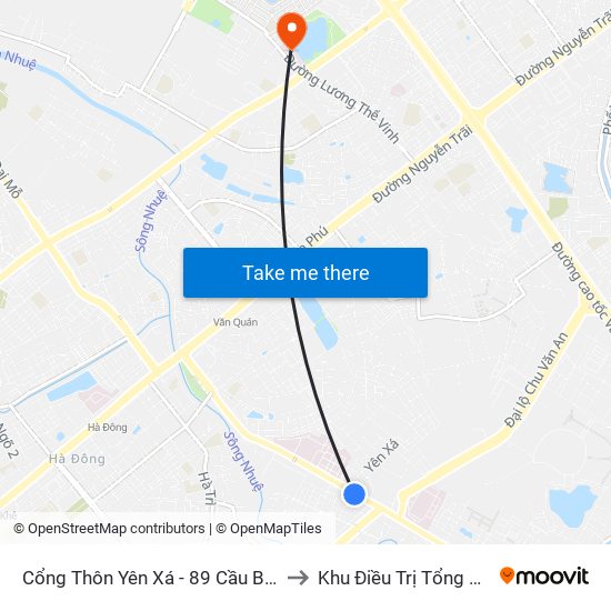 Cổng Thôn Yên Xá - 89 Cầu Bươu to Khu Điều Trị Tổng Hợp map