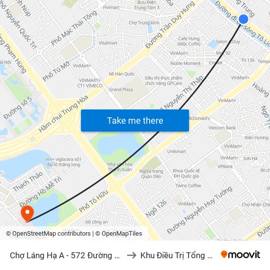 Chợ Láng Hạ A - 572 Đường Láng to Khu Điều Trị Tổng Hợp map