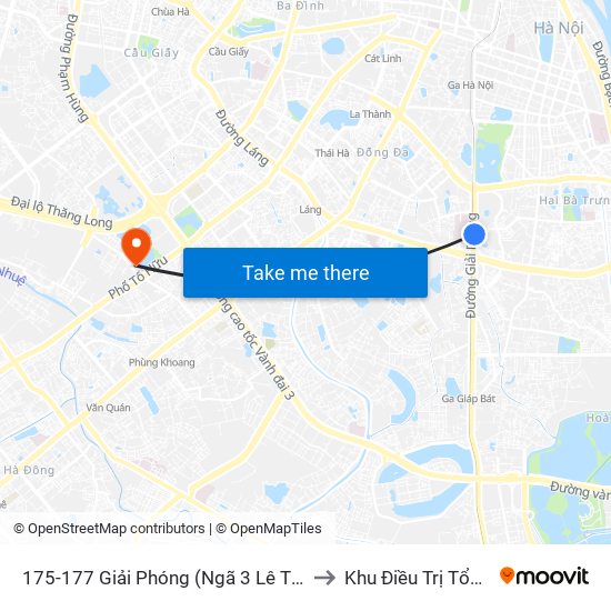 175-177 Giải Phóng (Ngã 3 Lê Thanh Nghị) to Khu Điều Trị Tổng Hợp map