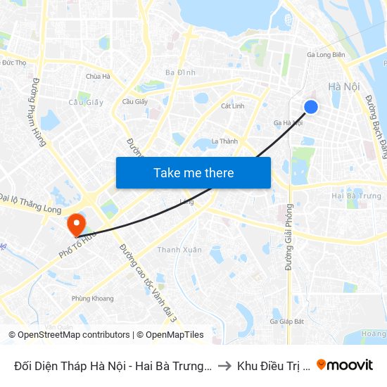 Đối Diện Tháp Hà Nội - Hai Bà Trưng (Cạnh 56 Hai Bà Trưng) to Khu Điều Trị Tổng Hợp map