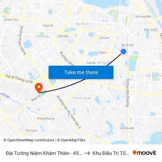 Đài Tưởng Niệm Khâm Thiên - 45 Khâm Thiên to Khu Điều Trị Tổng Hợp map