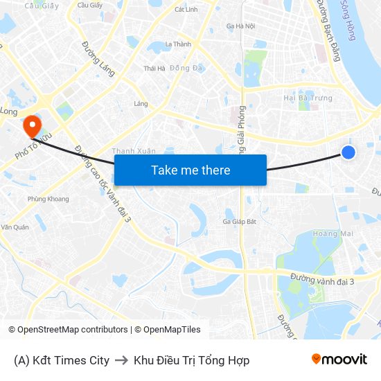 (A) Kđt Times City to Khu Điều Trị Tổng Hợp map