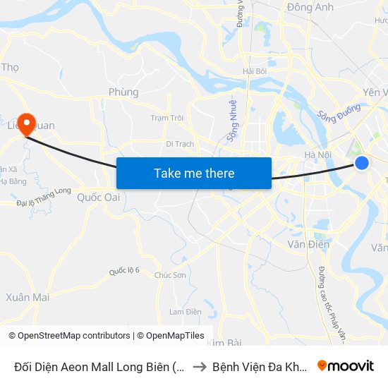 Đối Diện Aeon Mall Long Biên (Cột Điện T4a/2a-B Đường Cổ Linh) to Bệnh Viện Đa Khoa Huyện Thạch Thất map