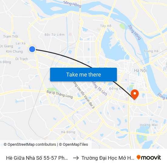 Hè Giữa Nhà Số 55-57 Phố Nhổn to Trường Đại Học Mở Hà Nội map