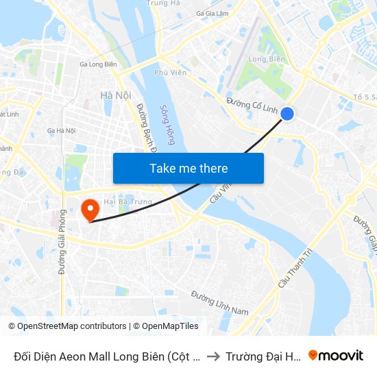 Đối Diện Aeon Mall Long Biên (Cột Điện T4a/2a-B Đường Cổ Linh) to Trường Đại Học Mở Hà Nội map