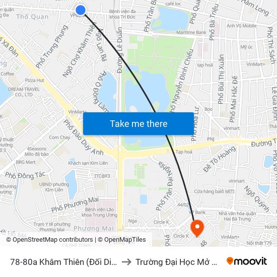 44-46 Khâm Thiên to Trường Đại Học Mở Hà Nội map