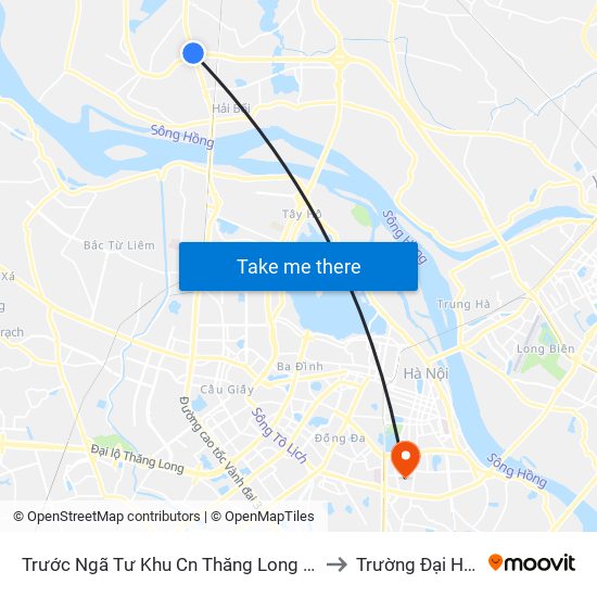 Trước Ngã Tư Khu Cn Thăng Long 100m (Chiều Nội Bài - Hà Nội) to Trường Đại Học Mở Hà Nội map