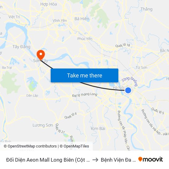 Đối Diện Aeon Mall Long Biên (Cột Điện T4a/2a-B Đường Cổ Linh) to Bệnh Viện Đa Khoa Sơn Tây map