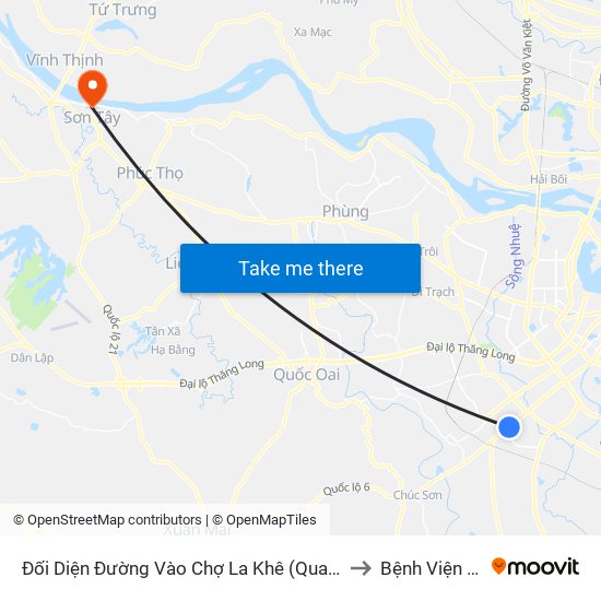 Đối Diện Đường Vào Chợ La Khê (Qua Ga Metro La Khê) - 405 Quang Trung (Hà Đông) to Bệnh Viện Đa Khoa Sơn Tây map