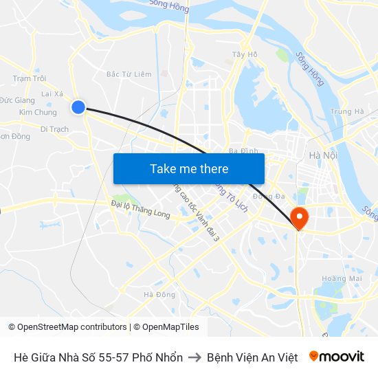 Hè Giữa Nhà Số 55-57 Phố Nhổn to Bệnh Viện An Việt map