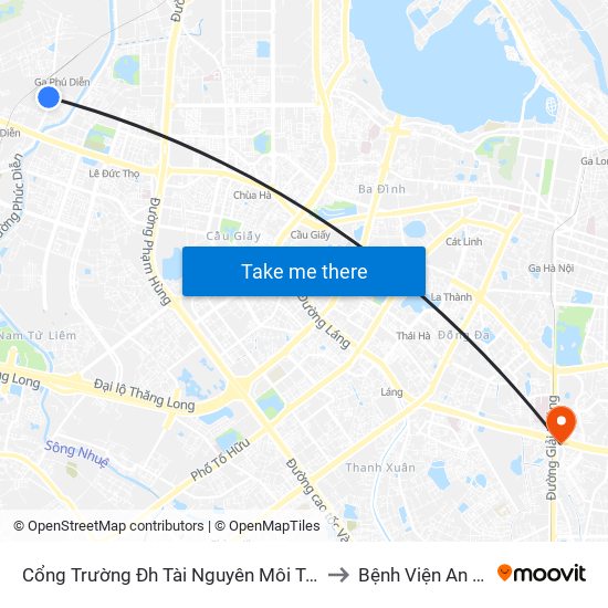 Cổng Trường Đh Tài Nguyên Môi Trường to Bệnh Viện An Việt map