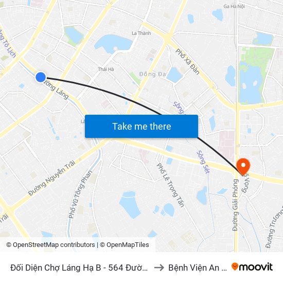 Đối Diện Chợ Láng Hạ B - 564 Đường Láng to Bệnh Viện An Việt map