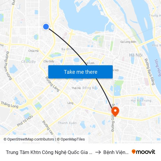 Trung Tâm Khtn Công Nghệ Quốc Gia - 18 Hoàng Quốc Việt to Bệnh Viện An Việt map